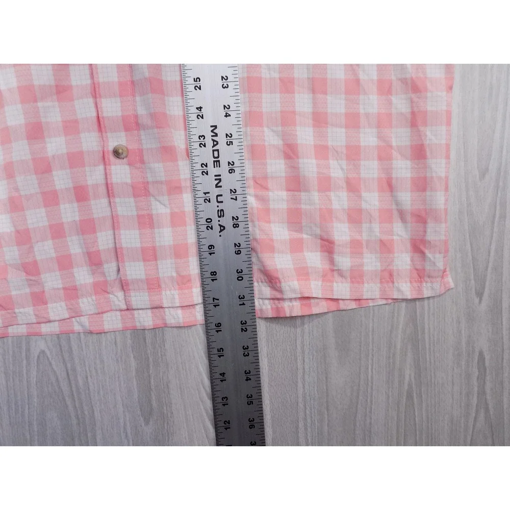Columbia PFG Mens XL Pink Gingham Short Sleeve Fishing Shirt Omni-Shade FM1039 - Picture 8 of 11